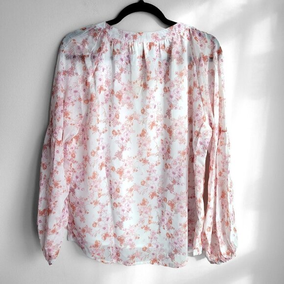 NWT To My Lovers Pink Floral Boho Sheer Puff Sleeves Peasant Top - Picture 8 of 12